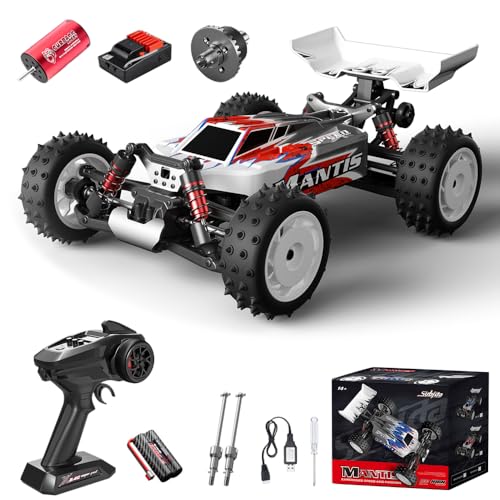 S911PRO Brushless RC Cars for Adults, 1/16 Scale Remote Control Car, 48KM/H High Speed Racing RC Buggy, 4WD All Terrains Off-Road RC Truck (Red) - color: Red, size: 1 Battery