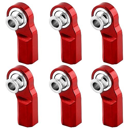 6Pcs Vgoohobby Metal M3 Tie Rod End Bend Ball Head Holder Link Compatible with Axial SCX10 Traxxas TRX4 Tamiya CC01 Axial SCX10 1/10 RC Car (Red) - color: Red