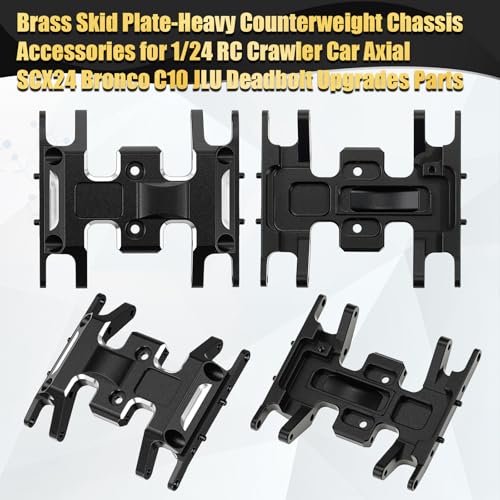Skylety 7PCS RC Upgrade Kit Compatible with Axial SCX24 1/24 Crawler, 40mm Oil Filled Shock Absorbers, Brass Skid Plate, Steel Drive Shaft, Heavy Counterweight Chassis Parts