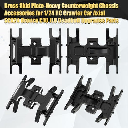 Skylety 7PCS RC Upgrade Kit Compatible with Axial SCX24 1/24 Crawler, 40mm Oil Filled Shock Absorbers, Brass Skid Plate, Steel Drive Shaft, Heavy Counterweight Chassis Parts