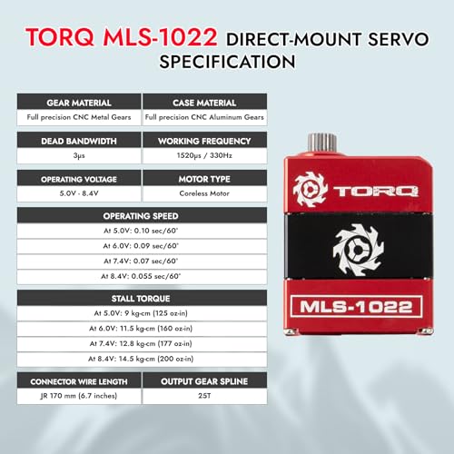 TORQ MLS-1022 High Torque Micro Servo 5.0V - 8.4V with CNC Servo Mounts & Arms - Remote Control Car, RC Car, RC Crawler Axial SCX24 Electronics Upgrades RC Servos (HELIDIRECT), Mini, Red / Black - color: Scx24 Servo - Red