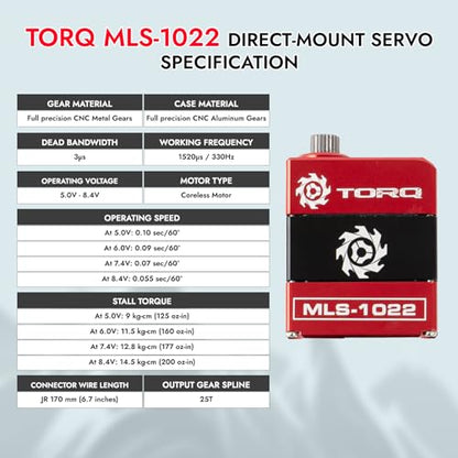 TORQ MLS-1022 High Torque Micro Servo 5.0V - 8.4V with CNC Servo Mounts & Arms - Remote Control Car, RC Car, RC Crawler Axial SCX24 Electronics Upgrades RC Servos (HELIDIRECT), Mini, Red / Black - color: Scx24 Servo - Red