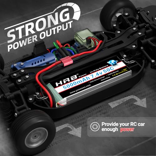 HRB 2S 5000mAh Lipo Battery 50C 7.4V Compatible with RC Plane