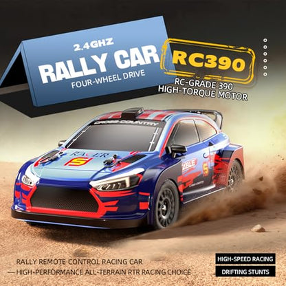 GoolRC RC Rally Car, 1:14 Scale Remote Control Car, 4WD 30KM/H High Speed RC Drift Car, 2.4GHz Full Proportional Racing Vehicle with Drifting Tires and 2 Batteries for Adults
