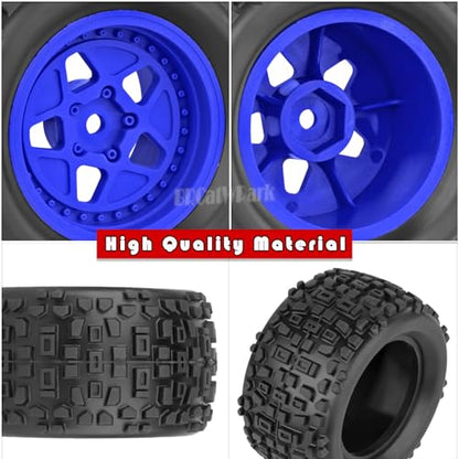 12mm Hex RC Truck Wheels and Tires for 1/18 Granite/1/18 Typhon RC Monster Truck Car,RC Drift Off Road Buggy Rally Truck Tires,4Pcs(Navy Blue) - color: Navy Blue - (4pcs Wheel)