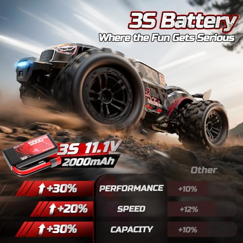 DEERC Fast Brushless RC Car for Adults, 1/14 4WD Off-Road Remote Control Car Truck, 46+ MPH Waterproof All Terrain RC Truggy with 2X 3S LiPo Batteries