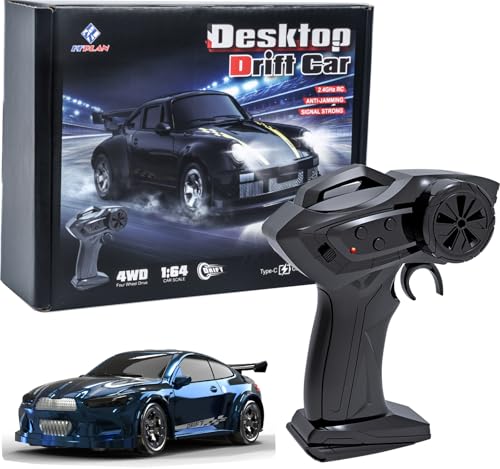 KF20 1:64 Scale Mini Drift RC Car with Full Proportional RTR 2.4GHZ Remote Control for Desktop Racing (Blue) - color: Blue