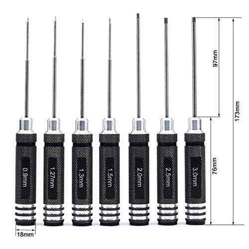 YoungRC RC Screwdriver Tools Kit 7pcs Hex Screw Driver Set for RC Models | 0.9mm 1.27mm 1.3mm 1.5mm 2.0mm 2.5mm 3.0mm