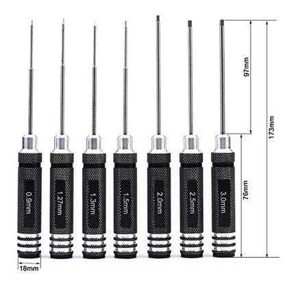 YoungRC RC Screwdriver Tools Kit 7pcs Hex Screw Driver Set for RC Models | 0.9mm 1.27mm 1.3mm 1.5mm 2.0mm 2.5mm 3.0mm