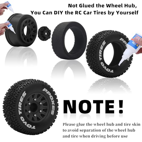 12mm/14mm/17mm Hex RC Wheels and Tires RC Truck Tires 1/10 Scale Tyres Detachable Replacement RC Car Tires for Arrma Senton Tires Slash Tires Fury Axial Redcat Rc4wd Hex (Black) - color: Black