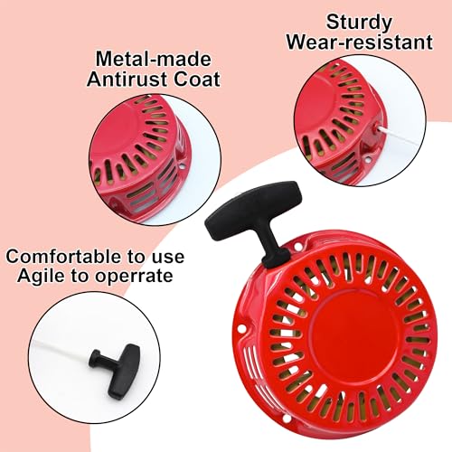Strongthium GX160 GX200 Pull Start Recoil Starter Assembly | for Honda Predator Rato 212cc 196cc 6.5HP 7HP Go Kart Mini Bike Generators Red - size: Red