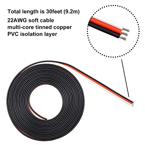 Servo Extension Cable Wire 22AWG 26AWG 60 Cores Lead 3P Line for RC Cars Drones Boats Planes Model Accessories (22AWG 30feet)