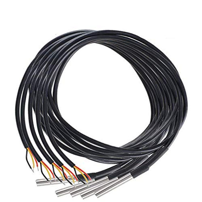 HiLetgo 5pcs DS18B20 Temperature Sensor Temperature Probe Stainless Steel Package Waterproof 1M - size: Small