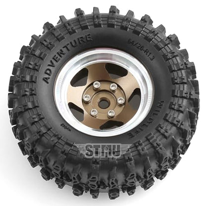 STMU 1.3'' Beadlock Wheel Tires for 1/18 1/24 TRX4M SCX24 FCX18 FCX24 RC Crawler Car (Brown) - color: Brown