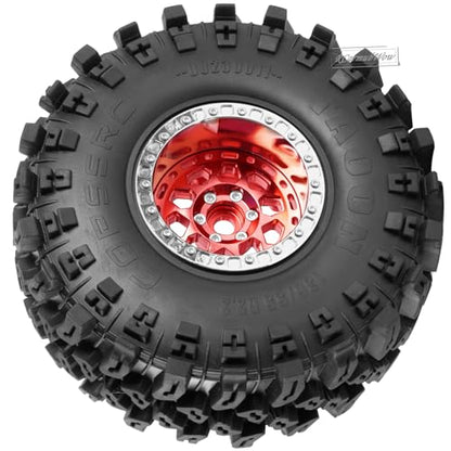 RC 2.2 Beadlock Wheels and Tires for 1/10 TRX4 SCX10 Capra AMG 6x6 Gen8 Everest Gen7 Pro RC Crawler,Alunium 2.2 Beadlock Rims RC Wheels 2.2 Beadlock Tires,4pcs,Red - color: Red(4pcs)