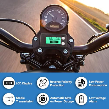 DROK Waterproof Battery Monitor 12V 24V 36V 48V 72V Battery Meter 8-100V, Capacity Tester LCD Display with Green Backlight, Fit for Car Golf Cart RV Marine - color: Green