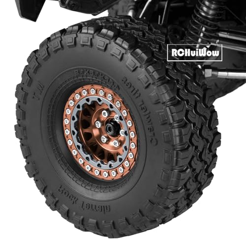 RC 1.9 Beadlock Wheels for 1/10 RC Crawler TRX4 TRX6 SCX10 90046 AX103007 VS4-10 MST CFX RC4WD D90 Red cat Gen8 7,Alloy Aluminium 1.9 rc Beadlock Rims 1.9 rc Wheels,4PCS,Brown - color: Brown(4pcs)