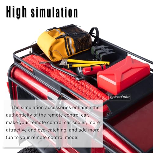 RC Crawler Accessories Roof Simulation Decoration Box Luggage Bag Recovery Board for 1/10 Trx4 Trx6 Axia1 SCX10 Red cat (Style A) - style: Style A(1set)