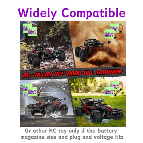 7.4V 1500mAh SM4P Plug Batteries for DEERC DE36W,Bluejay Remote Control Car, DE65 1809 RC Cars / DE36,2.4GHz High Speed RC Cars Toys, 1:12 Monster RC Truck Off Road with Charger