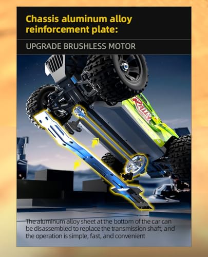 SCY 1:18 Brushless RC Car 4WD – 60km/h High-Speed All-Terrain Off-Road Monster Truck with LED Lights, Metal Gears, Rechargeable Battery, Full-Scale Remote Control for Adults (Green)