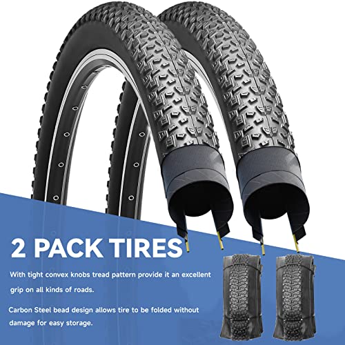 Hycline Mountain Bike Tire: 20/24/26/27.5-inch Folding Replacement High-Performance Wear-Resistant Bicycle Tires for MTB Off-Road Bike - size: 27.5x2.125 30TPI, style: Qty 2 Tires