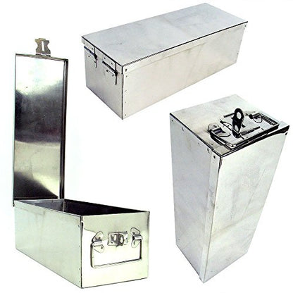 Lock Box with Folding Handle - Durable Metal Storage Chest with Stackable Design to Secure Valuables, Cash, Jewelry, and Weapons by Stalwart (Silver) - size: 1 Count (Pack of 1)