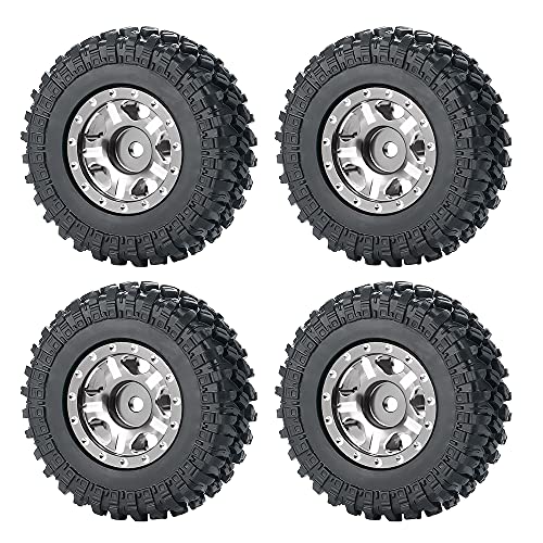RC-Hub 4Pcs Aluminum Alloy 1.0" Micro Beadlock Wheels for All 1/24 Axial SCX24 90081 RC Crawler Car (Titanium) - color: Titanium