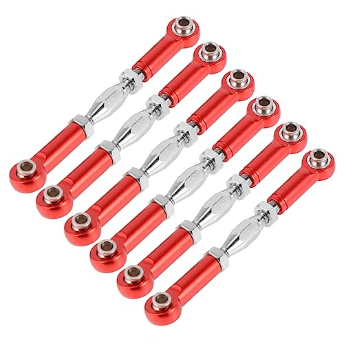 6pcs Adjustable Turnbuckle Rods for Rc Cars Metal Material CNC Machined for Scale Rc Vehicle Upgrades - color: Red