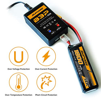 25W Lipo Battery Charger for 2S 3S rc Battery | AC 7.4-11.1V Balance Charger for XHR Plug Battery,Compact Charger for RC cars, plane