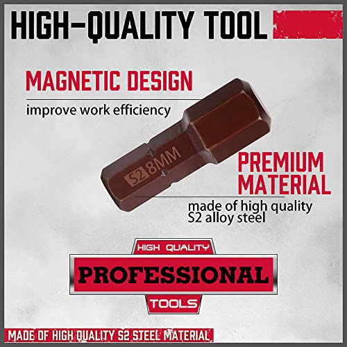 Premium 25-Piece Allen Key Drill Bit Set - Durable Allen Wrench Bits with Strong Magnetic Tips, SAE & Metric Hex Keys - style: 25 PCS 1" Hex