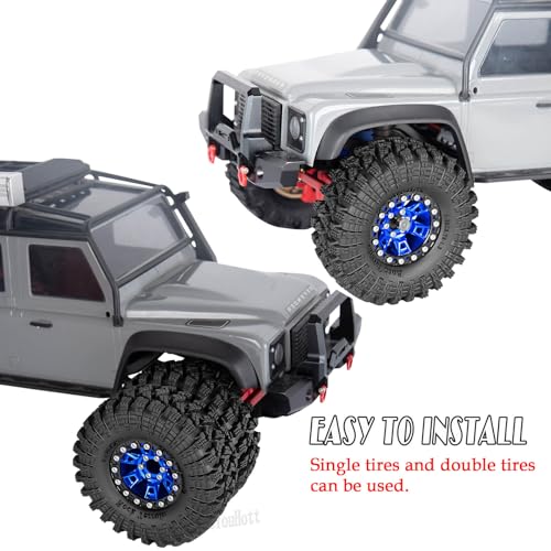 RC 1.3" Beadlock Tires Wheels for 1/18 1/24 Trx4m SCX24 FCX24 Ascent-18 RC Crawler Car,4pcs 1.3 Inch Wheel Rim Soft Rubber Tires,Navy Blue - color: Navy Blue-(1.3" Beadlock Tires）