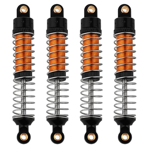 4PCS 53mm/59mm/66mm Aluminum Shocks Absorbers Oil Long Threaded Damper for 1/18 RC Crawler TRX4M Bronco Defender K10 Upgrade Parts (66mm Black-Gold) - color: 66mm Black-gold