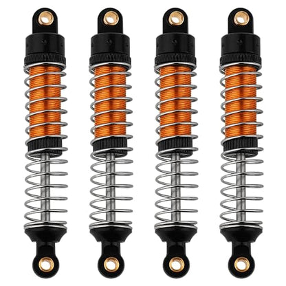 4PCS 53mm/59mm/66mm Aluminum Shocks Absorbers Oil Long Threaded Damper for 1/18 RC Crawler TRX4M Bronco Defender K10 Upgrade Parts (66mm Black-Gold) - color: 66mm Black-gold