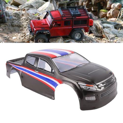1/10 Scale RC Car Body Cover, Painted Polycarbonate Truck Bodies, Flag Pattern RC Cover for 26cm Wheelbase, Ideal for Cars & Trucks (Black) - color: Black
