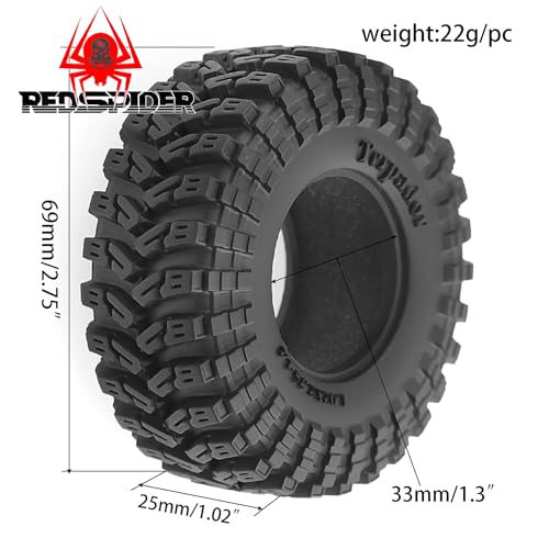 REDSPIDER•1.3'' Crawler Tires OD 2.75'' (4PCS) for 1/18 1/24 TRX4M SCX24 AX24 FCX18 FCX24 RC Crawler Car (Tires)