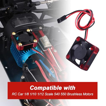 HobbyPark RC Brushless Motor Cooling Fan ESC Cooling Fan for RC Car 1/8 1/10 1/12 Scale 540 550 Brushless Motors (Black-Red 2pcs) - color: Black-Red 2pcs