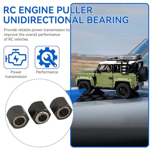 3Pcs RC Car Engine Parts, 12mm/0.47in Diameter Hex Nut One Way Bearing R025 Upgrade Part Accessory for VX 16 18 21 SH Engines, Compatible with 1/10 RC Cars