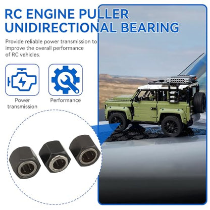 3Pcs RC Car Engine Parts, 12mm/0.47in Diameter Hex Nut One Way Bearing R025 Upgrade Part Accessory for VX 16 18 21 SH Engines, Compatible with 1/10 RC Cars