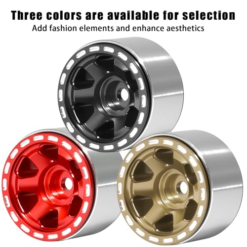 1.0 Beadlock Wheel Rim Set Aluminum Alloy RC Upgrade Part For Traxxas 1/18 TRX4M 1/24 Axial SCX24 FMS FCX24 Gladiator Bronco C10 JLU Deadbolt B17 RC Crawlers Upgrade Off-road(4Pcs/set) - color: Black