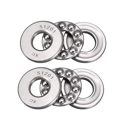uxcell 51201 Miniature Thrust Ball Bearing 12mm x 28mm x 11mm Chrome Steel with Washer 2pcs - size: 12mmx28mmx11mm