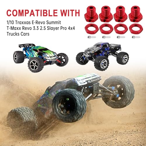 HobbyPark Aluminum 17mm Hex Wheel Hubs Adapter for 1/10 Traxxas E-Revo Summit T-Maxx Revo 3.3 2.5 Slayer Pro 4x4 Trucks Cars