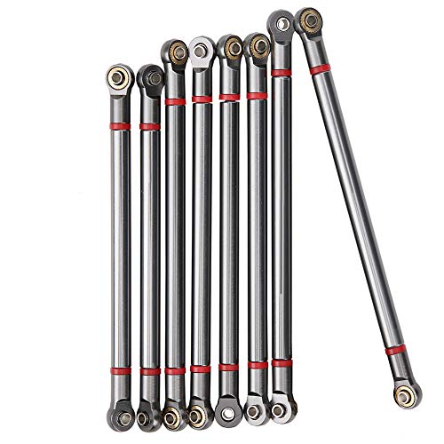8Pcs Aluminum Alloy Chassis Link Rod for 1/10 Scale SCX10, 313mm Wheelbase, Remote Control Crawler Car, Superior Material Upgrade, Compatible with 4-Link Front and Rear Axle