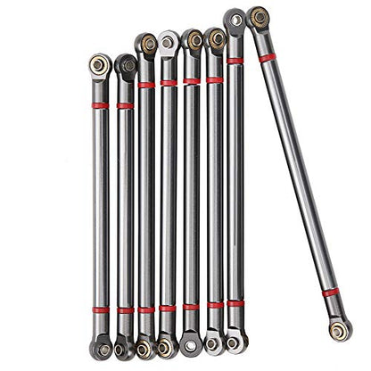 8Pcs Aluminum Alloy Chassis Link Rod for 1/10 Scale SCX10, 313mm Wheelbase, Remote Control Crawler Car, Superior Material Upgrade, Compatible with 4-Link Front and Rear Axle