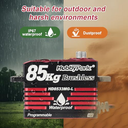 HobbyPark Direct Powered Fast Speed RC Steering Servo Brushless High Torque 85kg / 1380oz-in Powerful for 1/7 1/8 1/10 RC Crawler Truck Short Course Buggy Car Basher Bashing Upgraded Servos