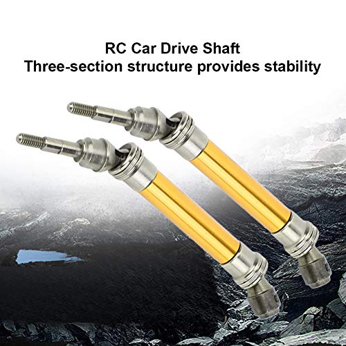 2Pcs RC Car Front Shaft Stainless Steel Rear Drive Shaft Universal Driveshaft Fit for Traxxas RC Truck Upgrades Parts (Yellow) - color: Yellow