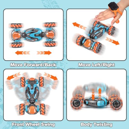 BotZilla Gesture Sensing RC Stunt Car - Boys Girls Toys Age 6-8-12, 4WD Hand Controlled Remote Control Twist Car with Light & Music,Cool Birthday Presents and Ideas Gifts for Kids