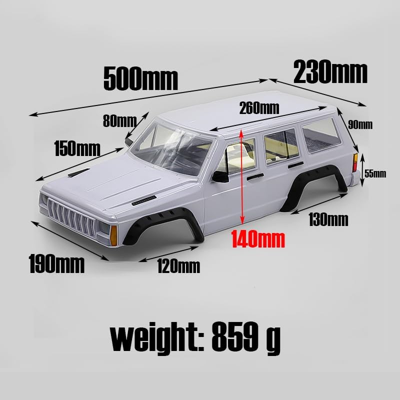 RC Car Hard Body Shell Kit,313mm Wheelbase Cherokee Body Car Shell for 1/10 RC Crawler Axial SCX10 & SCX10 II 90046 90047 TRX4 Kit (Red) - color: Red