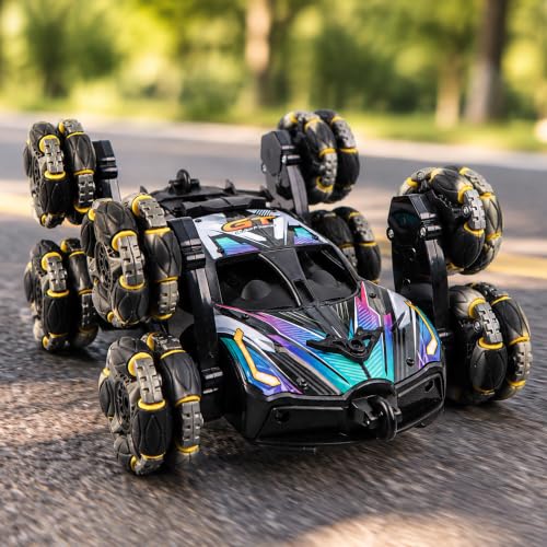 8-Wheel Drift Cars with Mist Spray, Gesture Sensing RC Stunt Car | 360° Rotation, Double-Sided Driving, LED Lights, All Terrain Off-Road Toy Gift for Kids Ages 6-12 - color: 8-wheel