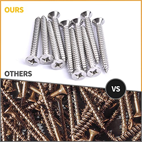 VIGRUE 450Pcs Stainless Steel Wood Screws Set #4#6#8#10#12 Phillips Flat Head Sheet Metal Screw Self Tapping Screws Assortment Kit, Length 1/4" to 2" - style: 450Pcs Pan Head #4#6#8#10#12