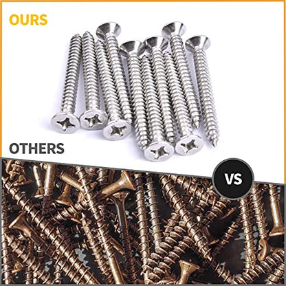 VIGRUE 450Pcs Stainless Steel Wood Screws Set #4#6#8#10#12 Phillips Flat Head Sheet Metal Screw Self Tapping Screws Assortment Kit, Length 1/4" to 2" - style: 450Pcs Pan Head #4#6#8#10#12